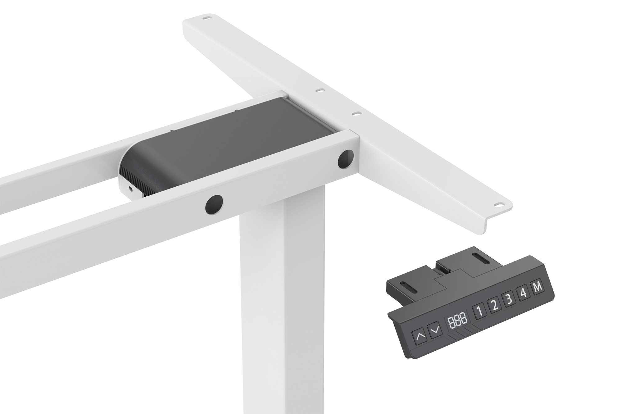 Elektrisch in hoogte verstelbaar tafelframe, 90° L-vormig, drievoudige motor, 2-staps, wit - Afbeelding 4