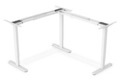 Elektrisch in hoogte verstelbaar tafelframe, 90° L-vormig, drievoudige motor, 2-staps, wit