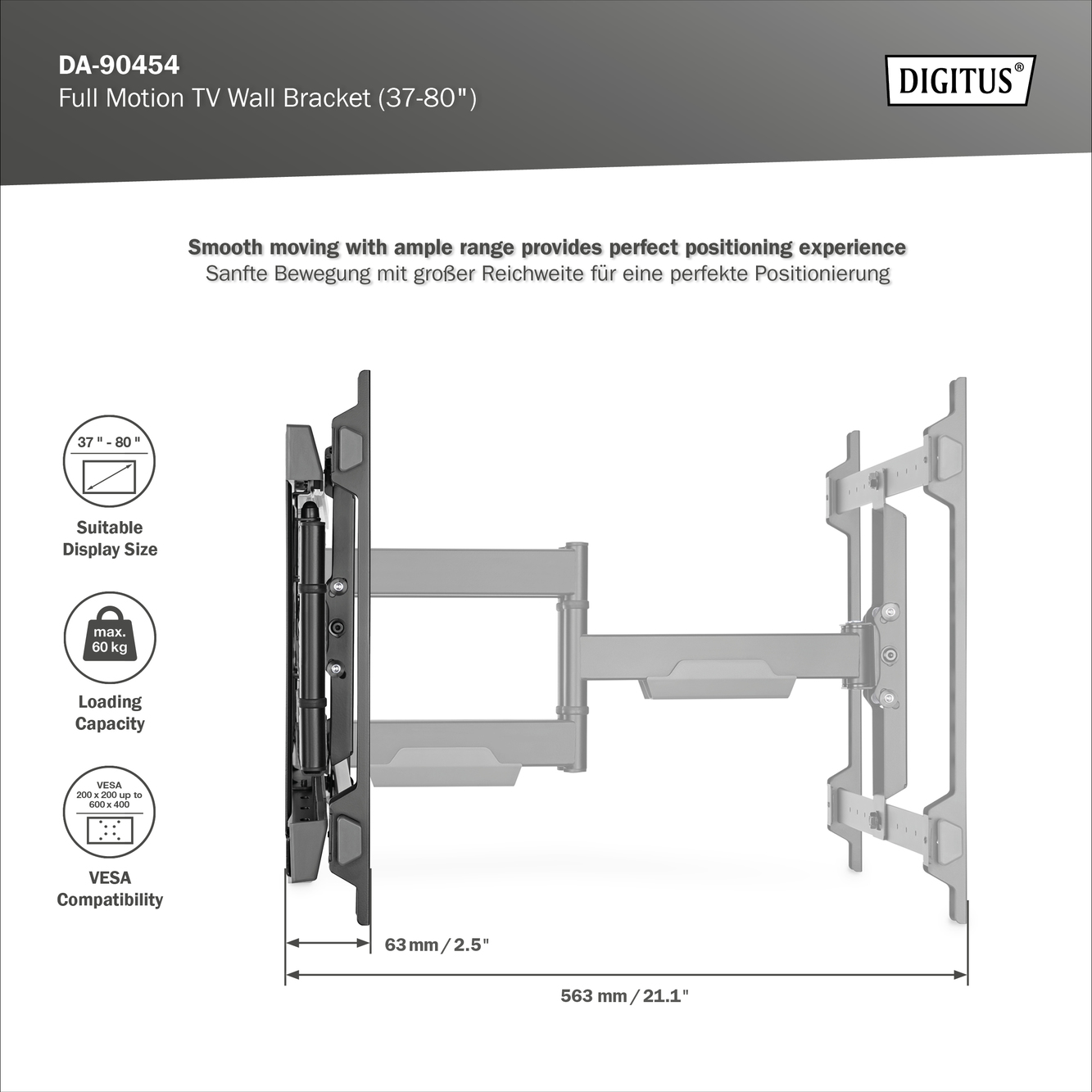 Full Motion tv-wandhouder (37-80") - Afbeelding 3