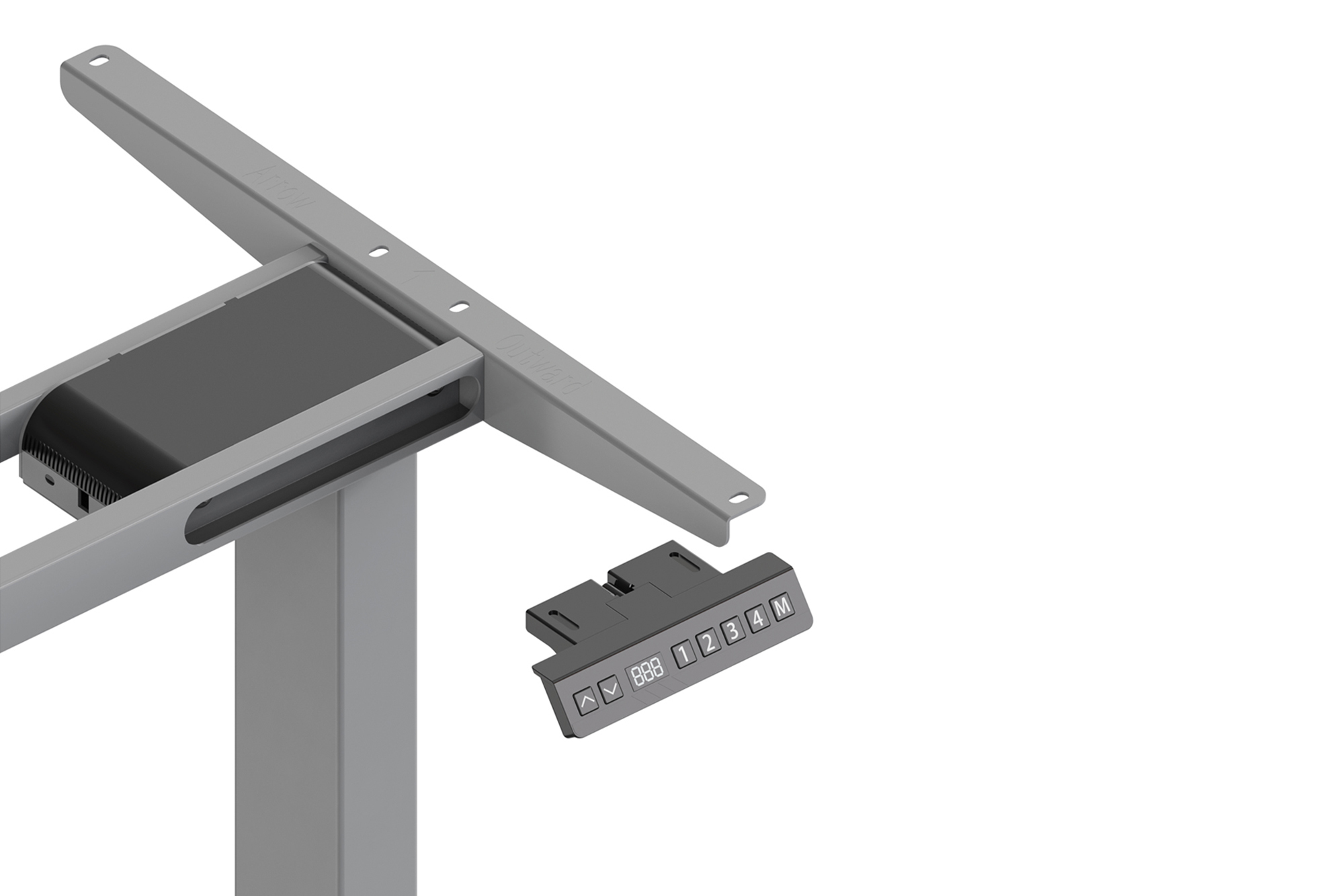 Elektrisch in hoogte verstelbaar tafelframe, 90° L-vorm, drievoudige motor, 2-staps, grijs - Afbeelding 3