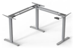 Elektrisch in hoogte verstelbaar tafelframe, 90° L-vorm, drievoudige motor, 2-staps, grijs