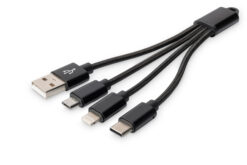 3-in-1 USB-oplaadkabel, 0,15 m