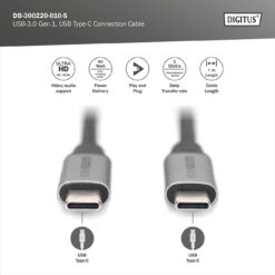 USB-C - USB-C-verbindingskabel, USB 3.2 Gen1, 4K / 60 Hz, 1m - Afbeelding 5