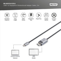 USB-C - DisplayPort-adapterkabel, 8K / 30 Hz - Afbeelding 4