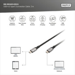 USB-C 4 Gen2- USB-C-verbindingskabel, 3m - Afbeelding 6