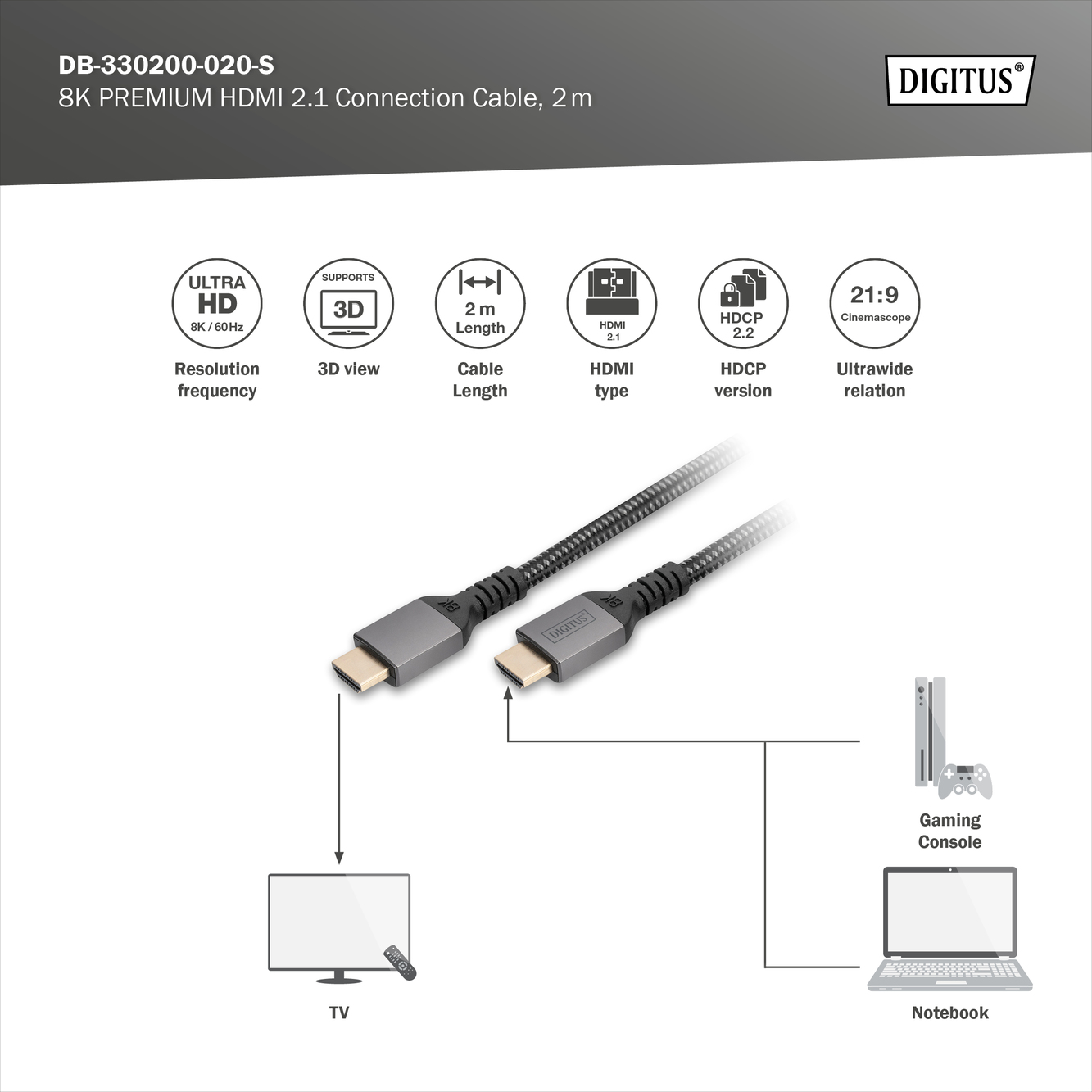 8K HDMI ultra highspeed aansluitkabel - Afbeelding 4