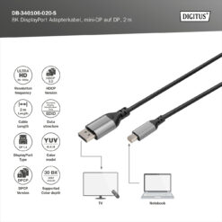 8K DisplayPort adapterkabel, mini-DP naar DP - Afbeelding 4