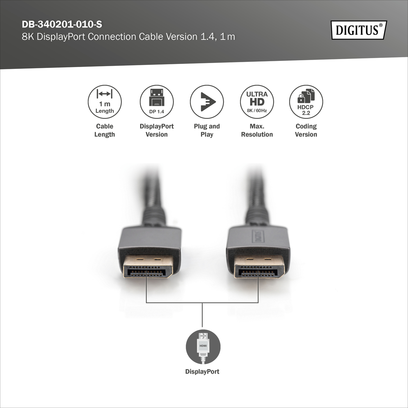 8K DisplayPort aansluitkabel 1.4 versie - Afbeelding 3