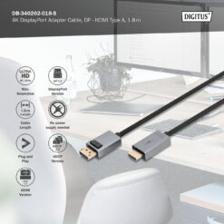 4 K DisplayPort adapterkabel, DP - HDMI type A - Afbeelding 5