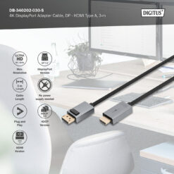 4 K DisplayPort adapterkabel, DP - HDMI type A - Afbeelding 5