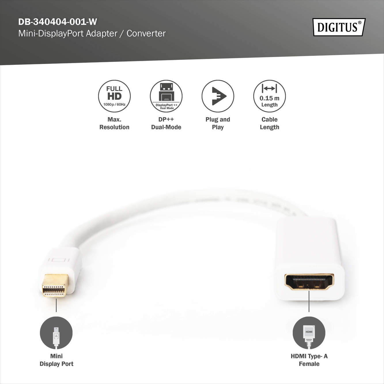 DisplayPort adapterkabel - Mini DP naar HDMI type A - Afbeelding 6