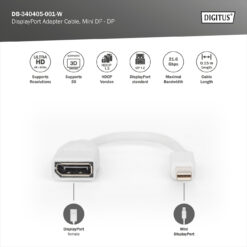 DisplayPort-adapterkabel, mini DP - DP - Afbeelding 3