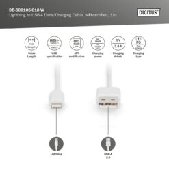 Lightning-naar-USB A-gegevens-/oplaadkabel, MFI-gecertificeerd - Afbeelding 5