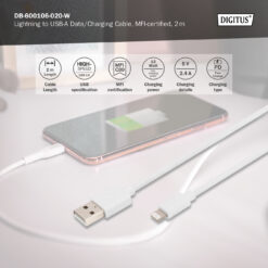 USB-A - Lightning data-/oplaadkabel, MFI-gecertificeerd, 2m - Afbeelding 5