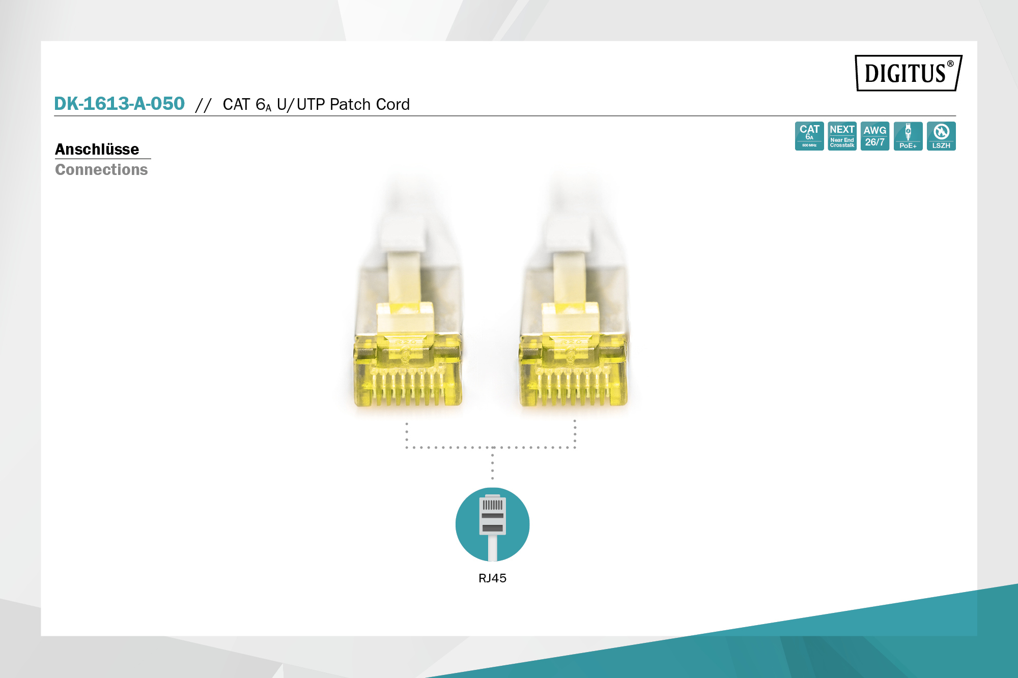 CAT 6A U/UTP-patchkabel, 5 m, grijs - Afbeelding 3
