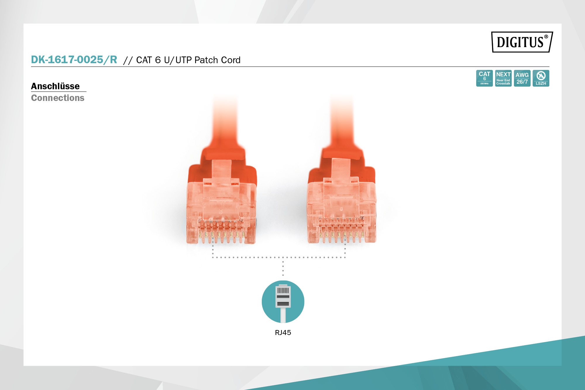 CAT 6 U/UTP-patchkabel, 0,25 m, rood, LSZH - Afbeelding 2
