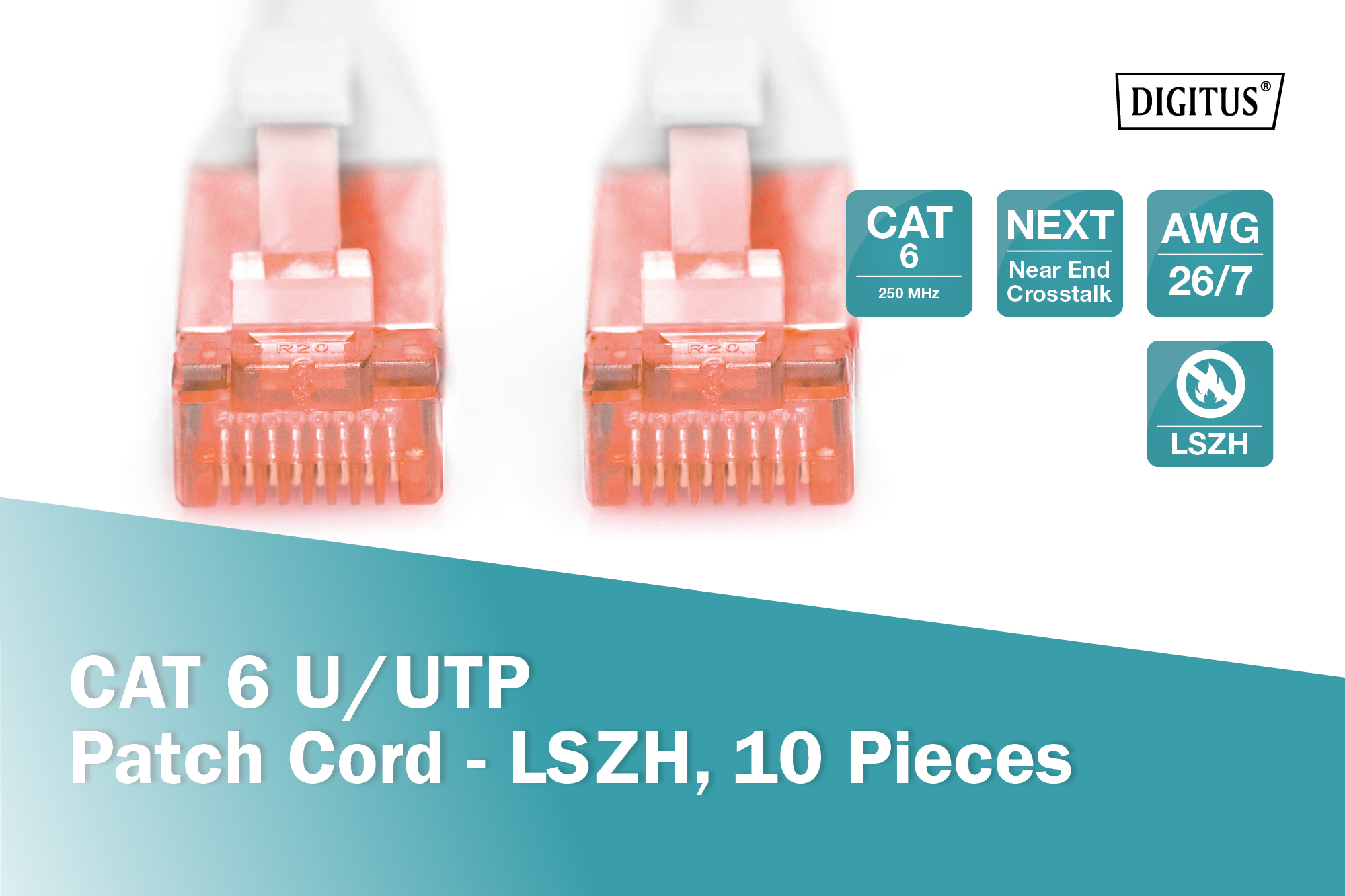 CAT 6 U/UTP-patchkabel, 0,5 m, grijs, LSZH, 10 stuks - Afbeelding 4
