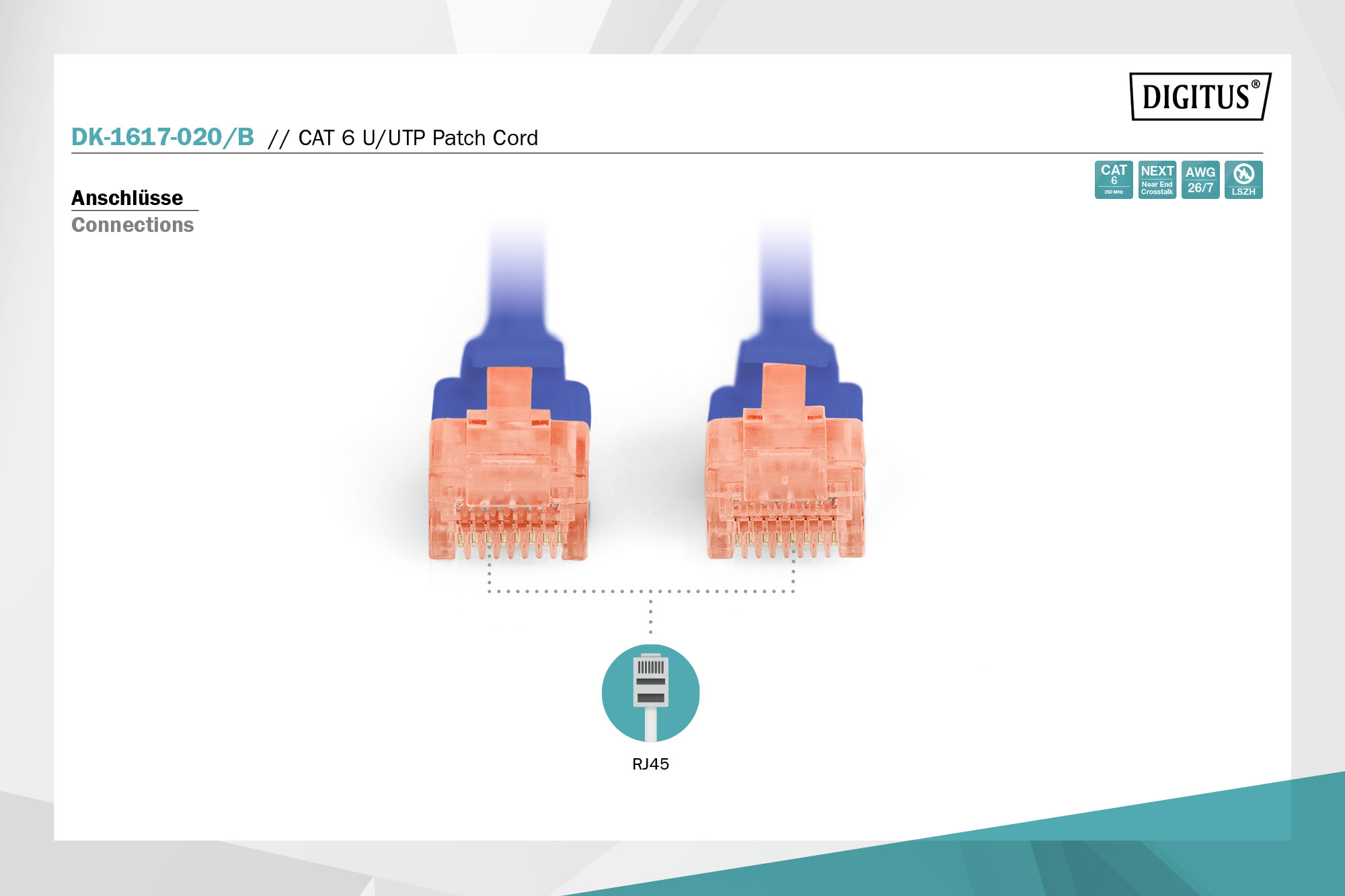 CAT 6 U/UTP-patchkabel, 2 m, blauw, LSZH - Afbeelding 3