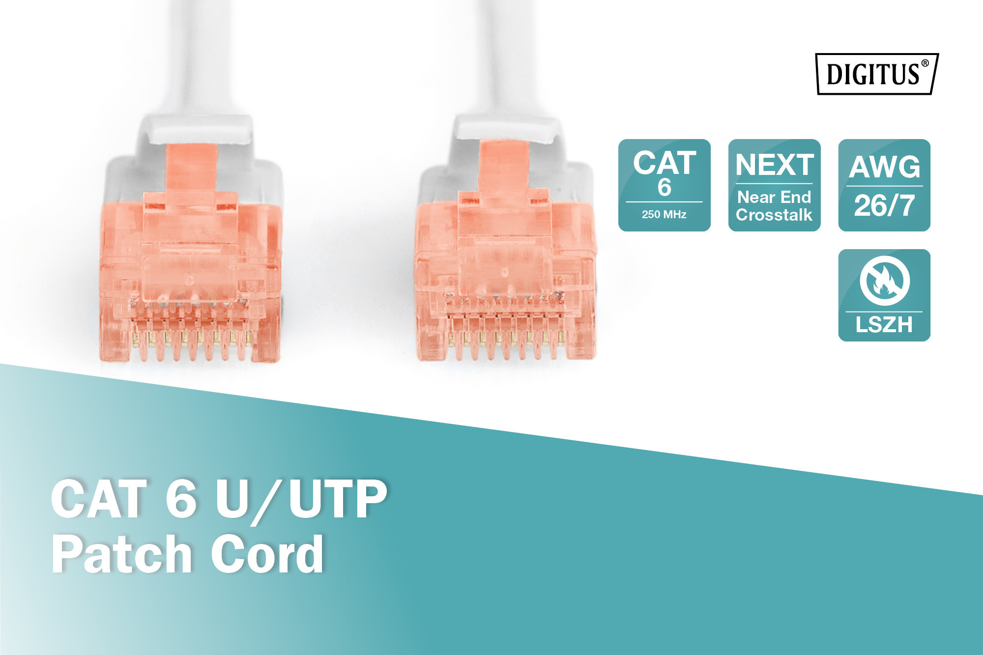 CAT 6 U/UTP-patchkabel, 10 m, grijs, LSZH - Afbeelding 3