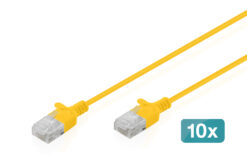 CAT 6 U-UTP Slim patchkabel, 1,5 m, geel, 10 stuks