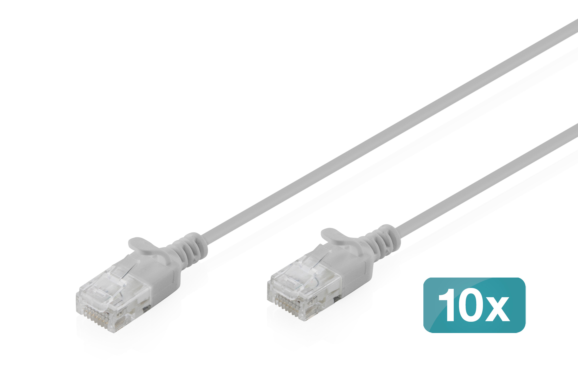CAT 6 U-UTP Slim patchkabel, 3 m, grijs, 10 stuks