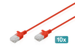 CAT 6 U-UTP Slim patchkabel, 3 m, rood, 10 stuks