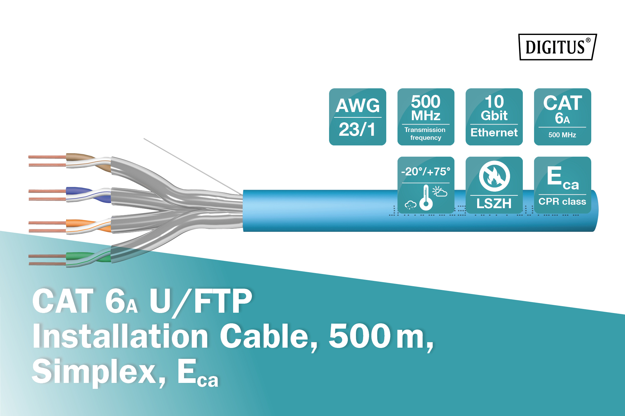 CAT 6A U-FTP gevlochten paar installatiekabel - Afbeelding 5