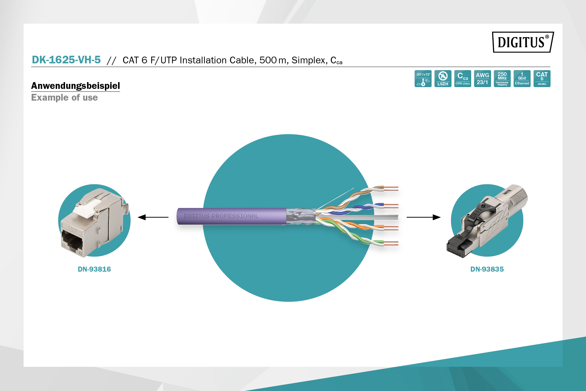 CAT 6 F/UTP installatiekabel, 500 m, simplex, B2ca - Afbeelding 6