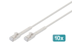 CAT 6A F-FTP buigbare patchkabel, koper, 0,3 m, grijs, 10 stuks