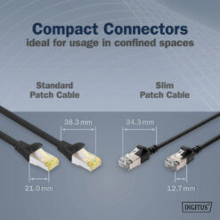 CAT 6A F-FTP Slim patchkabel, 0,5m, zwart, 10 stuks - Afbeelding 5
