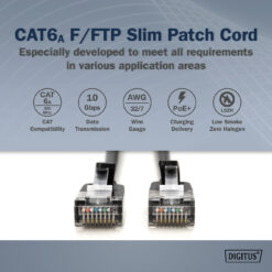 CAT 6A F-FTP Slim patchkabel, 0,5m, zwart - Afbeelding 5