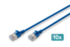 CAT 6A F-FTP Slim patchkabel, 1 m, blauw, 10 stuks