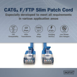 CAT 6A F-FTP Slim patchkabel, 1m, blauw - Afbeelding 5