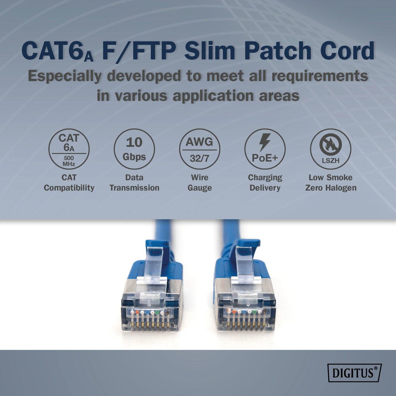 CAT 6A F-FTP Slim patchkabel, 1m, blauw - Afbeelding 5
