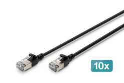 CAT 6A F-FTP Slim patchkabel, 1,5 m, zwart, 10 stuks
