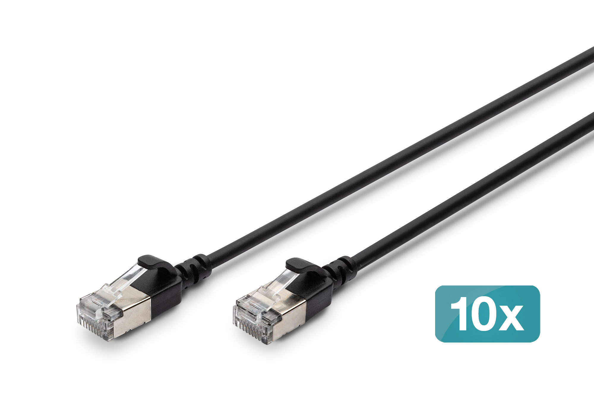 CAT 6A F-FTP Slim patchkabel, 1,5 m, zwart, 10 stuks