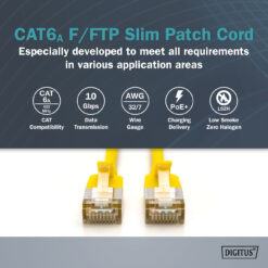 CAT 6A F-FTP Slim patchkabel, 1,5m, geel - Afbeelding 5