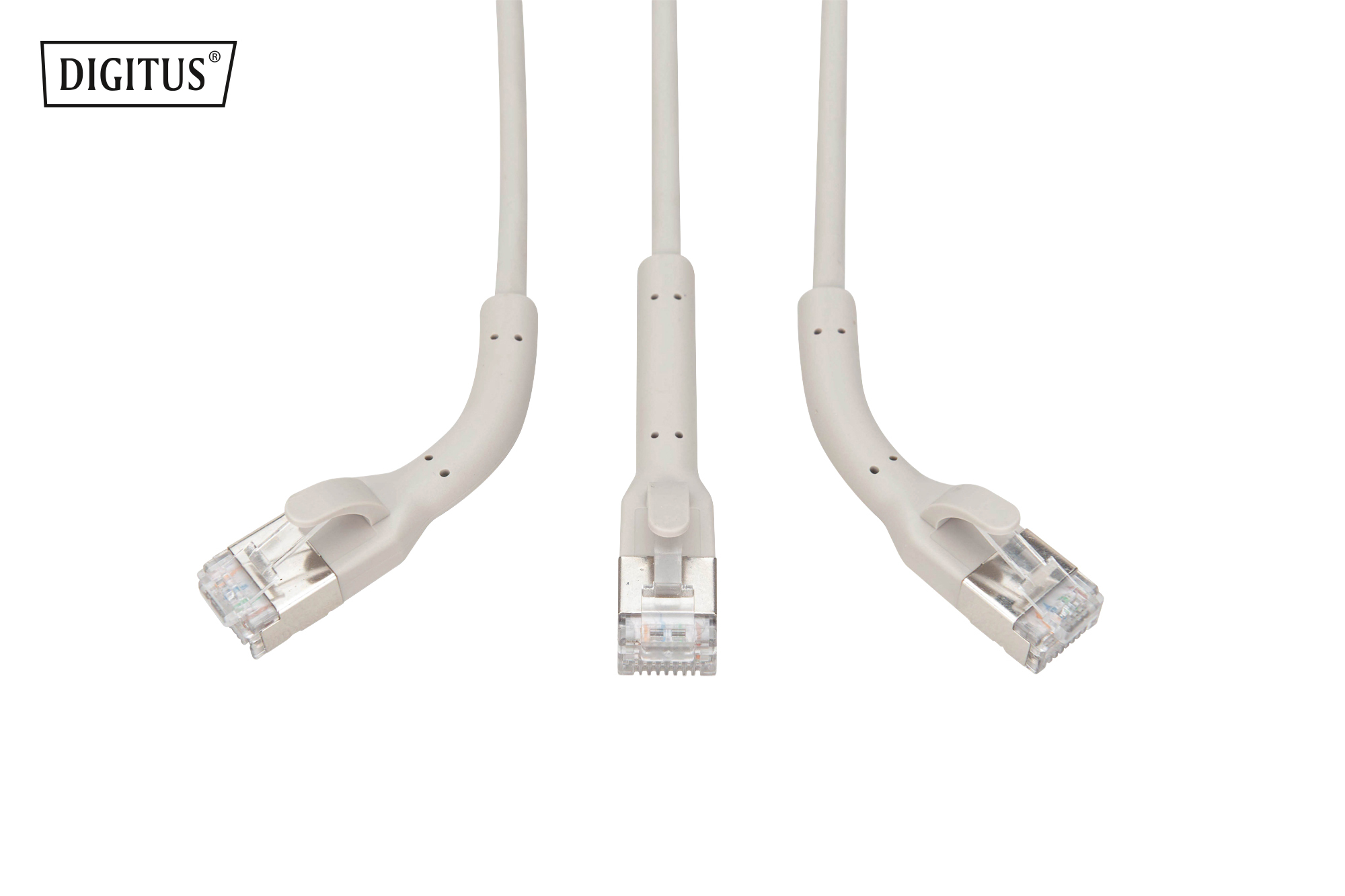 CAT 6A F-FTP haakse patchkabel, koper, 2 m, grijs, 10 stuks - Afbeelding 2
