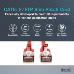 CAT 6A F-FTP Slim patchkabel, 2 m, rood, 10 stuks - Afbeelding 5