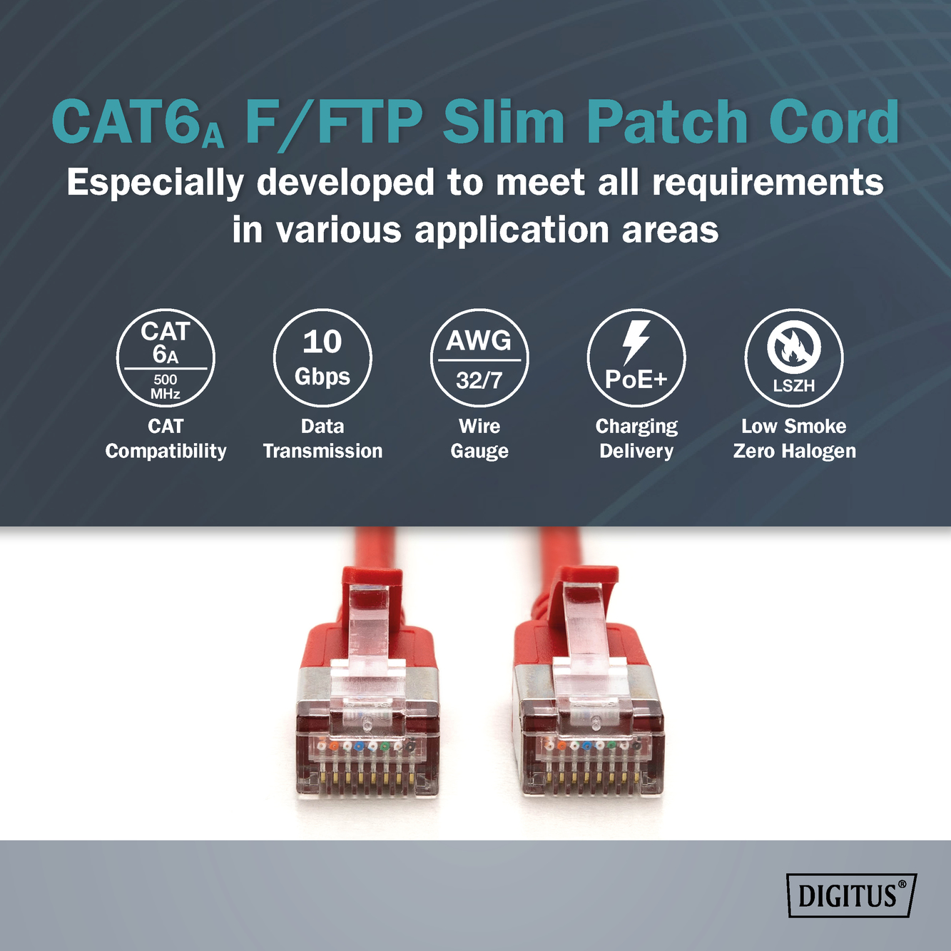 CAT 6A F-FTP Slim patchkabel, 2 m, rood, 10 stuks - Afbeelding 5