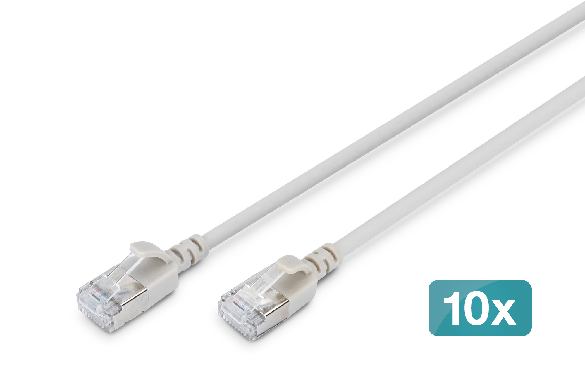 CAT 6A F-FTP Slim patchkabel, 3 m, grijs, 10 stuks