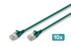 CAT 6A F-FTP Slim patchkabel, 3 m, groen, 10 stuks