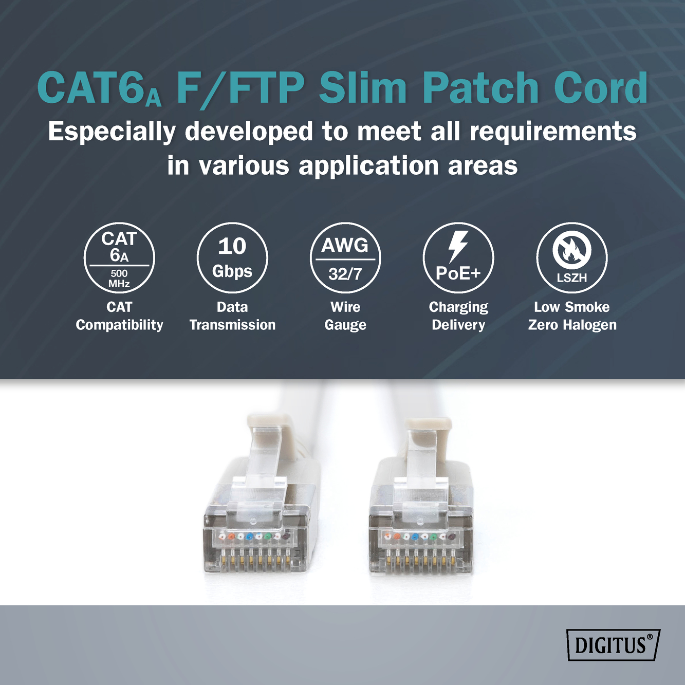CAT 6A F-FTP Slim patchkabel, 5 m, grijs, 10 stuks - Afbeelding 5