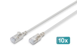 CAT 6A F-FTP Slim patchkabel, 5 m, grijs, 10 stuks