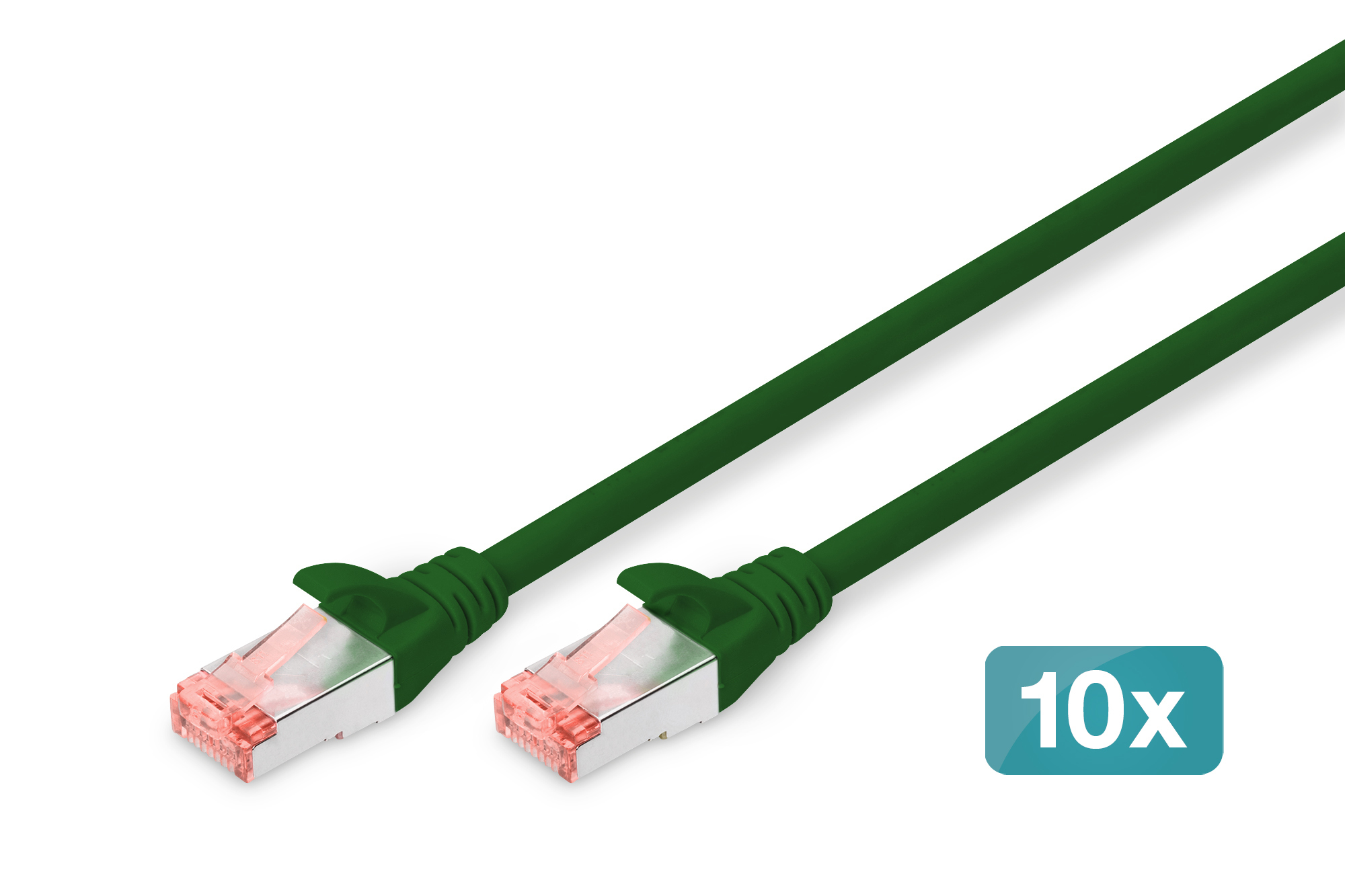 CAT 6 S/FTP-patchkabel, 0,25 m, groen, 10 stuks