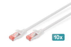 CAT 6 S/FTP-patchkabel, 0,25 m, wit, 10 stuks