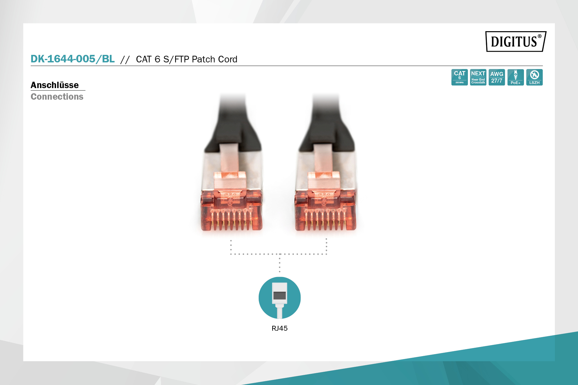 CAT 6 S/FTP-patchkabel, 0,5 m, zwart - Afbeelding 4