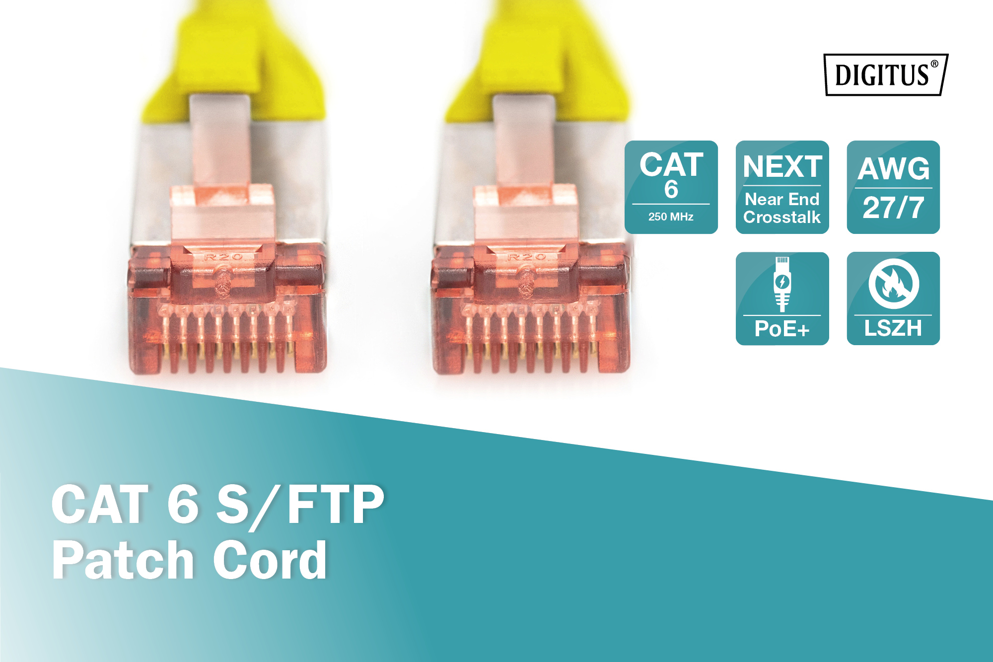 CAT 6 S/FTP-patchkabel, 0,5 m, geel - Afbeelding 3
