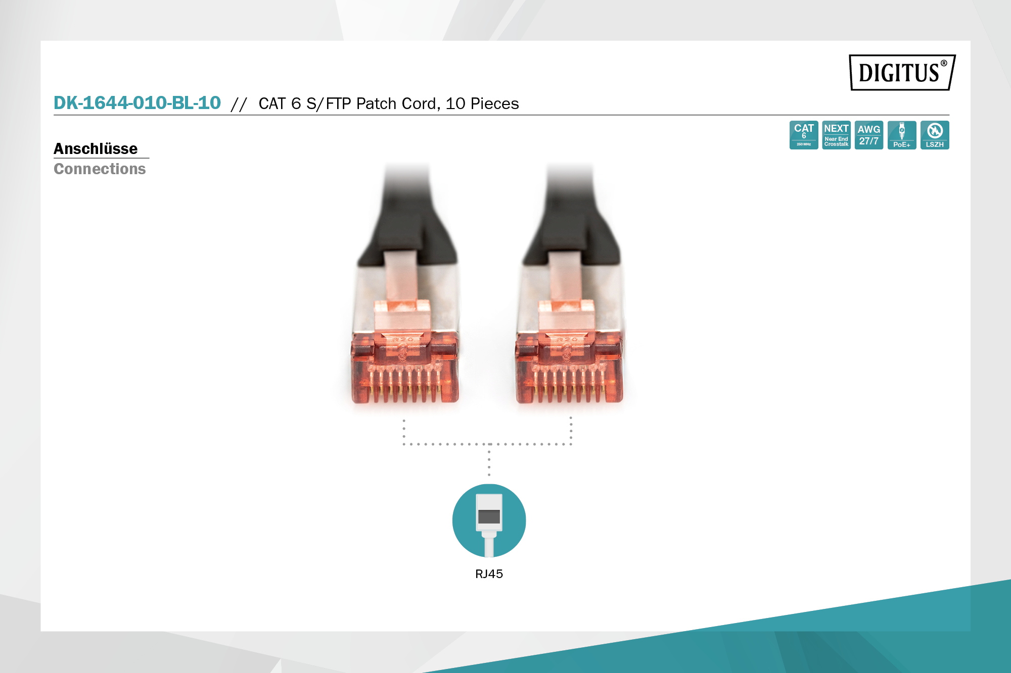 CAT 6 S/FTP-patchkabel, 1 m, zwart, 10 stuks - Afbeelding 4