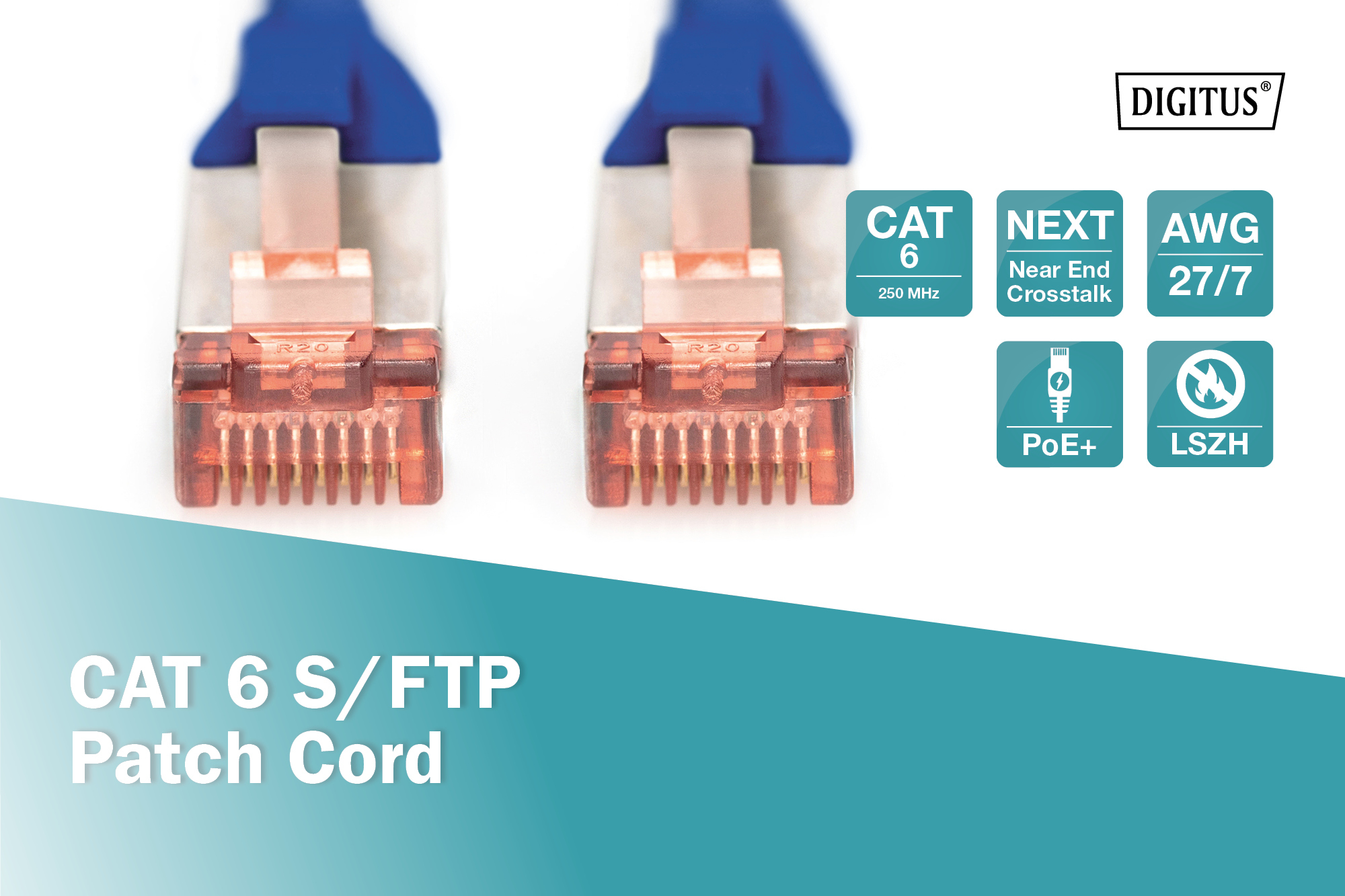 CAT 6 S/FTP-patchkabel, 1 m, blauw - Afbeelding 4